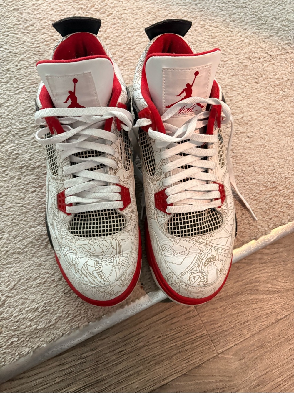 Jordan Men’s Athletic Sneakers in White and Red